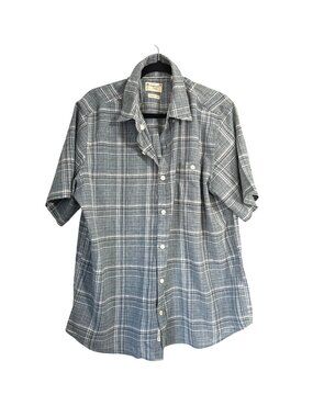 Original Weatherproof Vintage Mens Short-Sleeve Plaid Button-Up Shirt XL Blue Gr